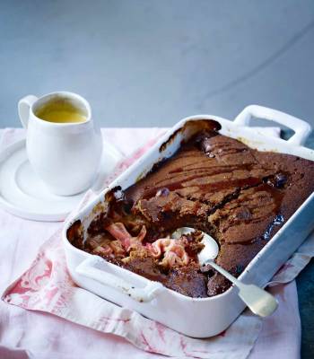 Sticky ginger and rhubarb pudding