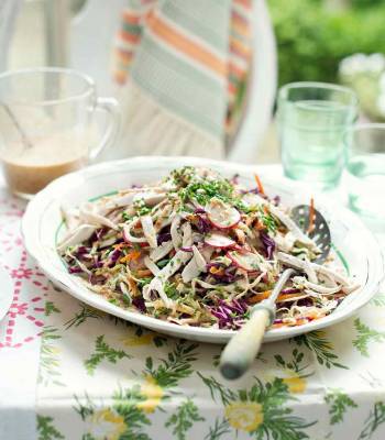 Japanese chicken coleslaw with ginger almond dressing