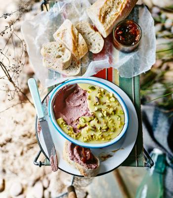 Chicken liver pâté with pistachio nutty butter