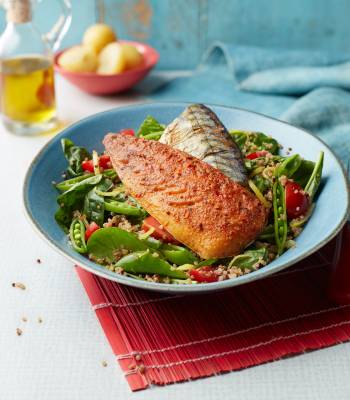 Harissa smoked mackerel with preserved-lemon quinoa
