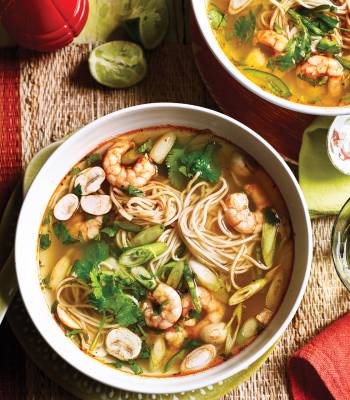 Tom yum prawn noodle soup