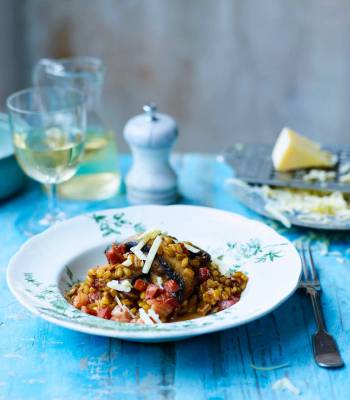  Portobello mushroom and bacon barley risotto