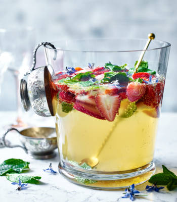 Borage flower and strawberry punch 