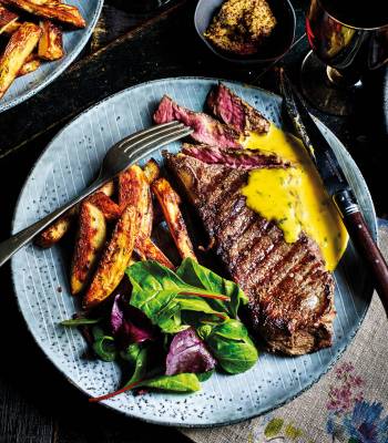 Sirloin steaks with rosemary fries and cheat’s Béarnaise