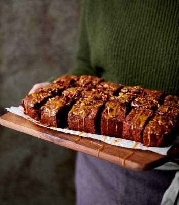 Nutty chocolate and caramel traybake