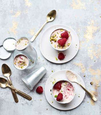 Raspberry and rose kulfi
