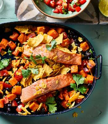 Salmon taco bake