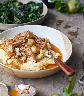 Cider pulled pork and ‘campfire’ mash 