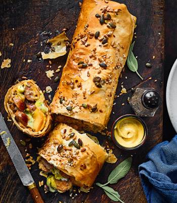 Reader recipe: sausage, apple and Stilton strudel 