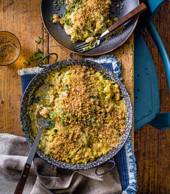 Winter vegetable and bean crumble