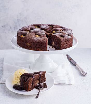 Reader recipe: pear chocolate cake with sauce