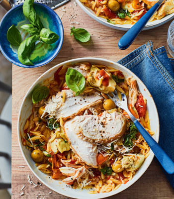 Mediterranean spring chicken orzo
