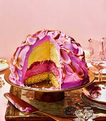 Strawberry ice-cream bombe