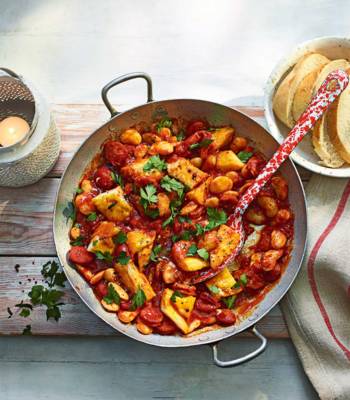 Smoked haddock and chorizo one pot