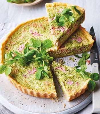 Pea, ham and mint quiche