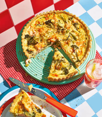 Salmon and Tenderstem broccoli quiche