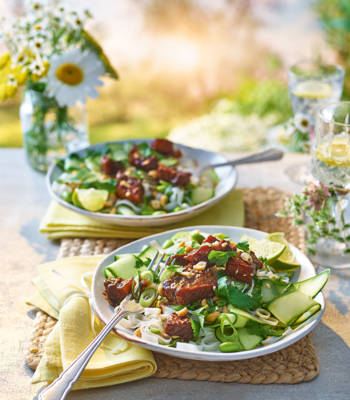 Lime and coconut pork belly salad