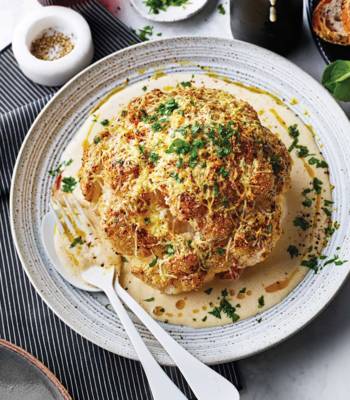 Whole roast cacio e pepe cauliflower