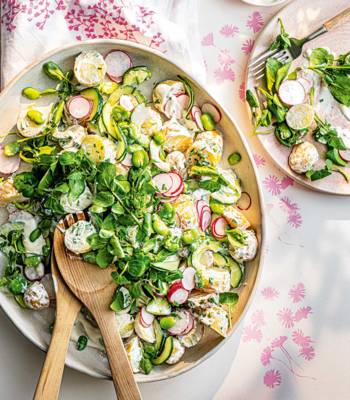 Watercress and potato salad with horseradish dressing