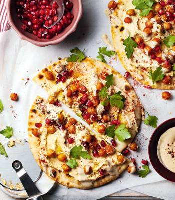 Houmous flatbread pizzas