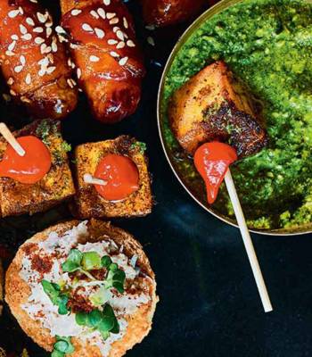 Golden paneer with coriander chutney