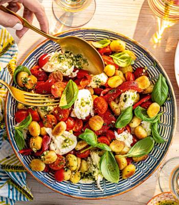 Crispy gnocchi caprese salad