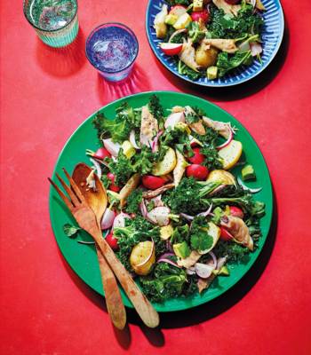 Smoked mackerel, kale and potato salad