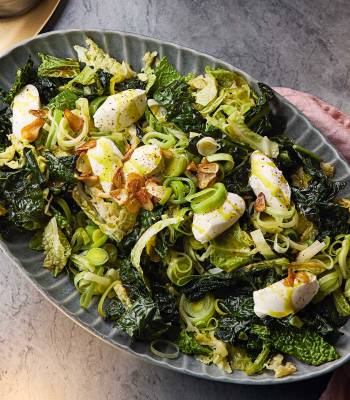 Winter greens medley with mascarpone and crispy garlic