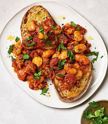 Cheat's fabada on toast