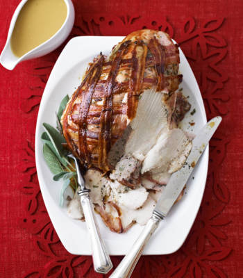 Roast turkey crown with gluten-free sage stuffing