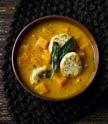 Butternut squash soup with ricotta dumplings
