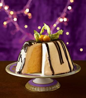 Blood orange and chocolate ice cream bombe