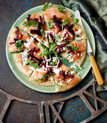 Sharing ‘blini’ with smoked salmon and beetroot 