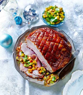 Mango, chilli and ginger gammon with cashew and coriander salsa 