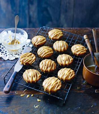 Coffee, cardamom and almond friands with toffee drizzle 