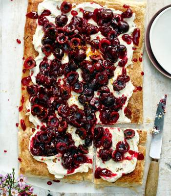 Cheat’s cherry Bakewell tart