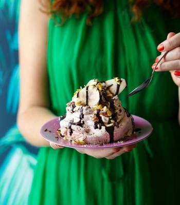 Chocolate and banana pavlovas