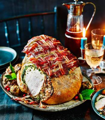 Roast turkey crown with herb butter