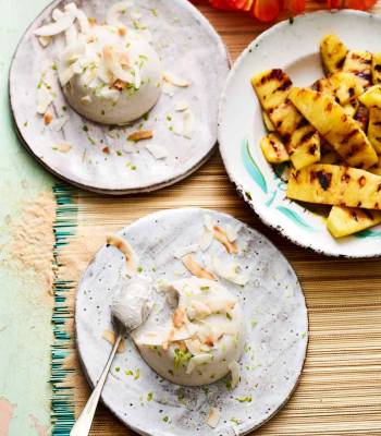 Coconut haupia with griddled pineapple