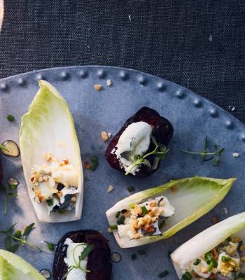 Chicory 'boats' with blue cheese and hazelnuts