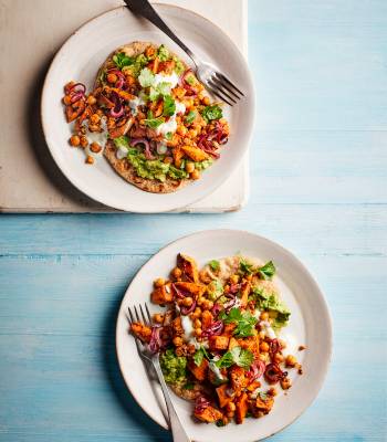 Spiced chickpea and sweet potato flatbreads