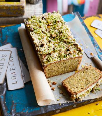 Pistachio streusel loaf cake