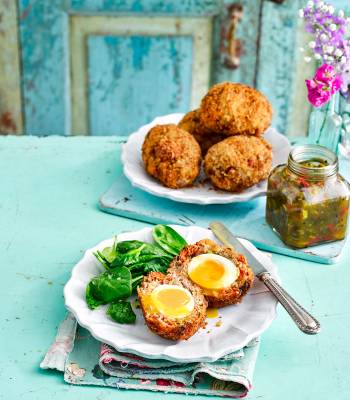 Chorizo and apple Scotch eggs