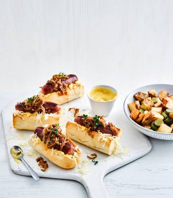 French onion hotdogs