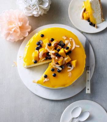 Mango-coconut frozen cheesecake