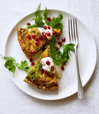 Coriander & feta frittata