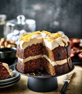 Buckwheat carrot cake with brown sugar cream cheese icing