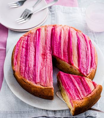 Rhubarb and ginger upside-down cake