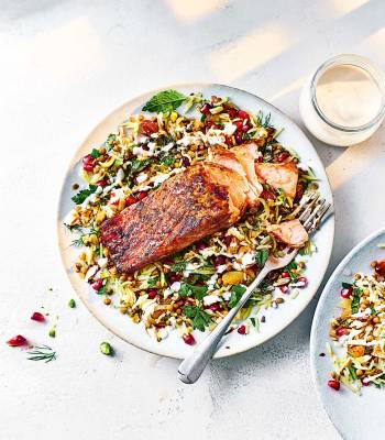 Spiced salmon with jewelled rice salad