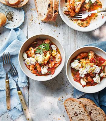 Prawn saganaki starter